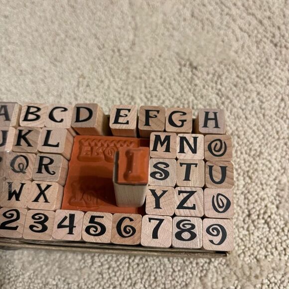 All Night Media Jive Alphabet Wood Mount Rubber Stamps Upper Case Letter Number - Picture 5 of 6